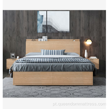 Armazenamento quarto funcional de madeira mdf cama de cabeceira de melamina